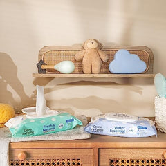 - Change Water Essential Babytücher x70 - Toilettenartikel aus Pflanzenfasern - 99 % hochreines Wasser - Hygiene von Geburt an - Wiederverschließbarer Deckel