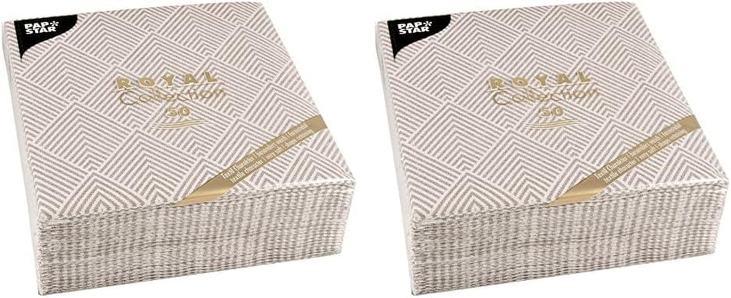 Papstar, 50 șervețele "ROYAL Collection" 1/4-fold 40 Cm X 40 Cm maro "Elegance", #86498 (pachet de 2)