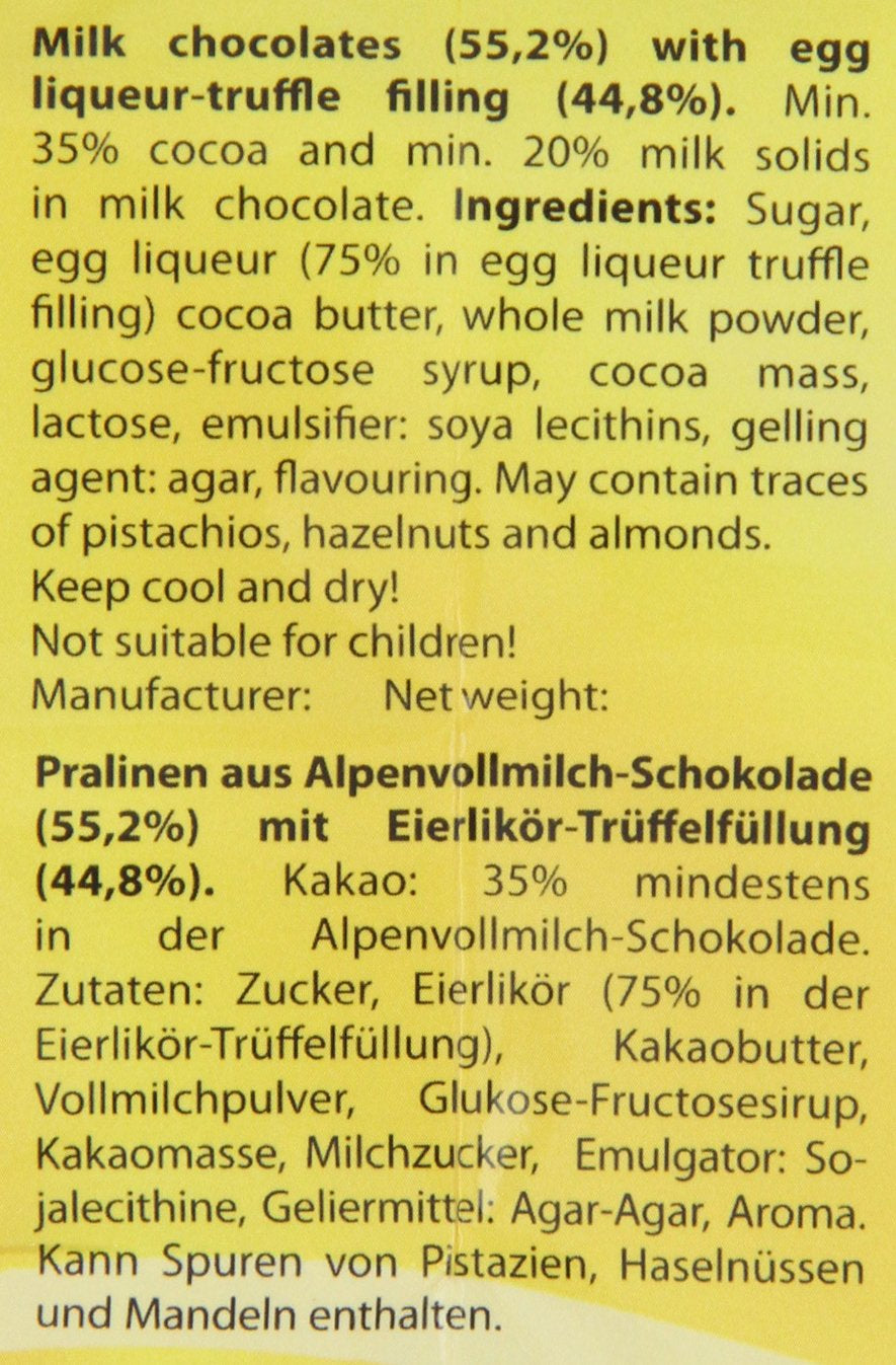 RCP Verpoorten Minis, Eierlikör-Trüffel, Alpenmilchschokolade, flüssige Füllung, enthält Alkohol, tolles Geschenk, 110 g (2er-Pack)