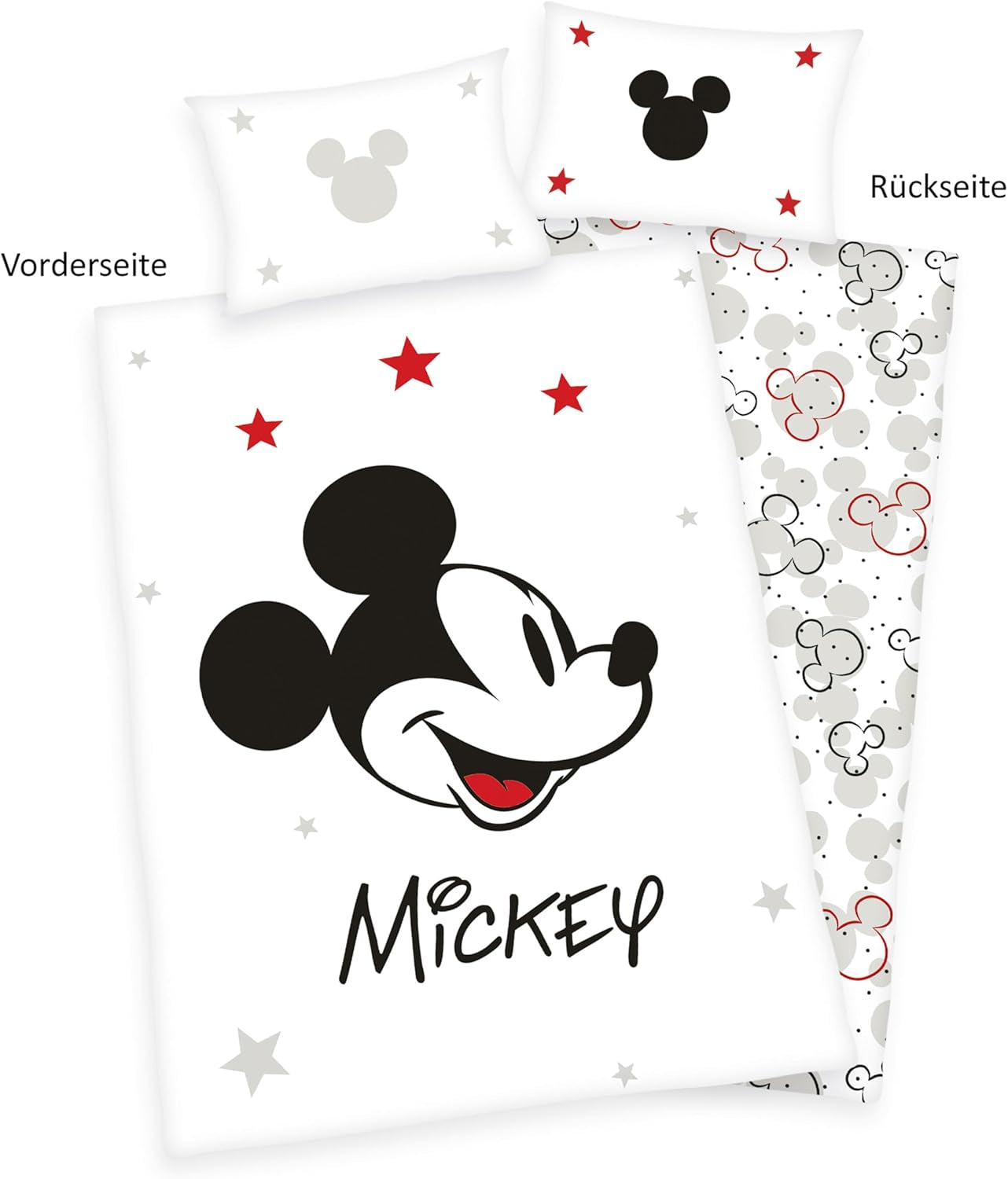 Mickey-Mouse-Bettwäsche, wendbar, 100 % Baumwolle. Bettwäsche – Kinder Naty Shop
