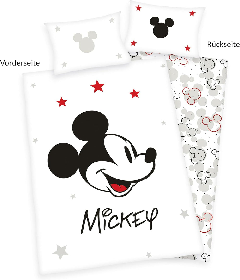 Mickey-Mouse-Bettwäsche, wendbar, 100 % Baumwolle. Bettwäsche – Kinder Naty Shop