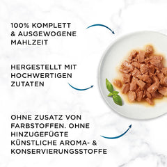 Hrană umedă pentru pisici Gourmet Perle Duetto cu somon și cod galben, pachet de 26 (26 x 85g)