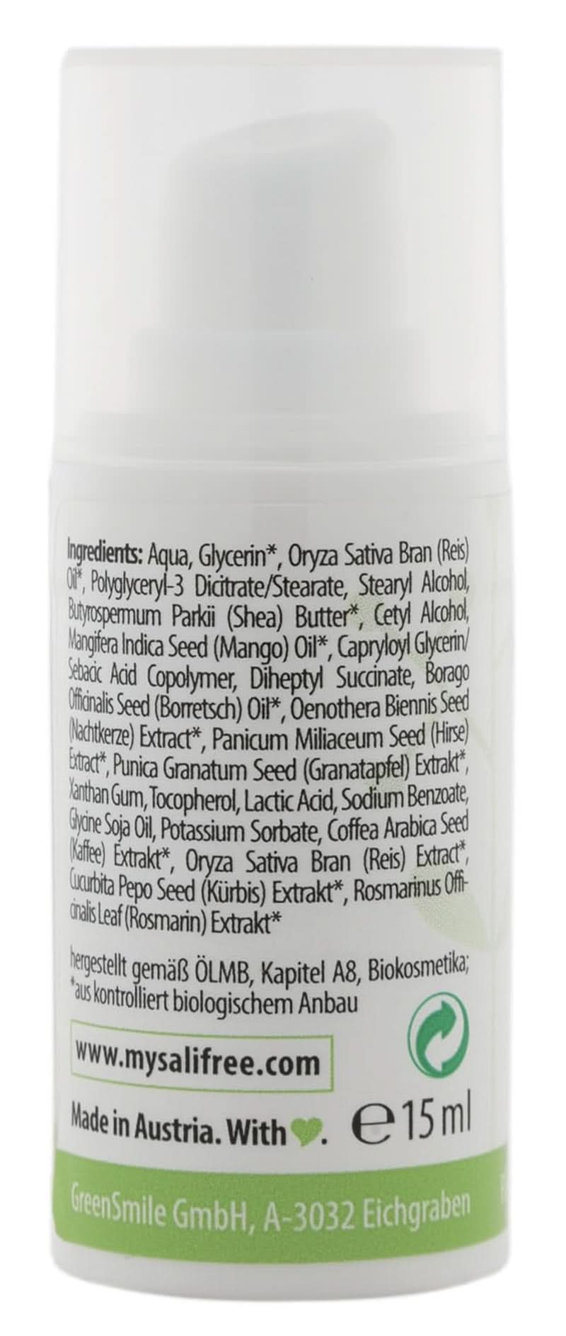 Mysalifree BIO EYE BALM, intensive Anti-Falten-Augencreme für empfindliche Haut, mit Granatapfel und Ocker, 15 ml Kosmetik und Schönheit Naty Shop