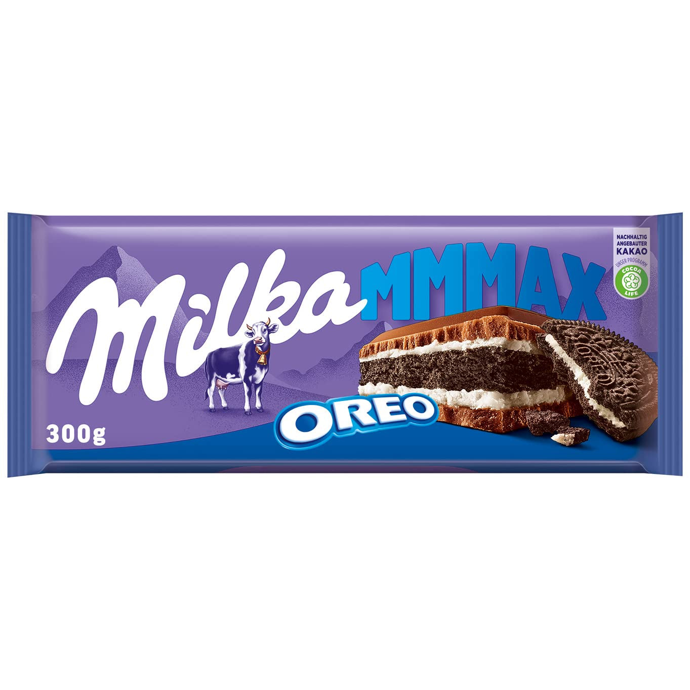 Milka Mmmax Oreo – Alpenmilchschokolade mit knusprigen Oreo-Keksen und Milchcreme – 300g