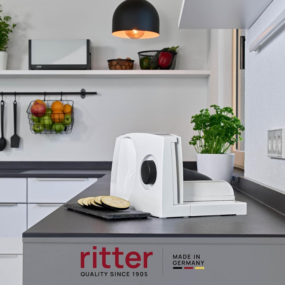 Ritter Markant 05 Multifunktionale klappbare elektrische Brotschneidemaschine und Schneidemaschine mit Eco-Motor Made in Germany Aktenvernichter und Schneidemaschinen Naty Shop