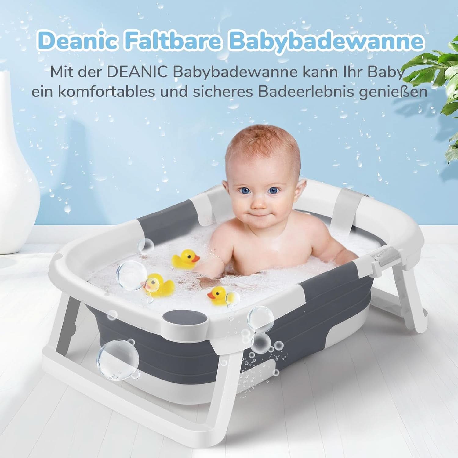 DEANIC tragbare und faltbare Badewanne, geeignet für 0-6-12 Monate alte Mutter und Kind Naty Shop