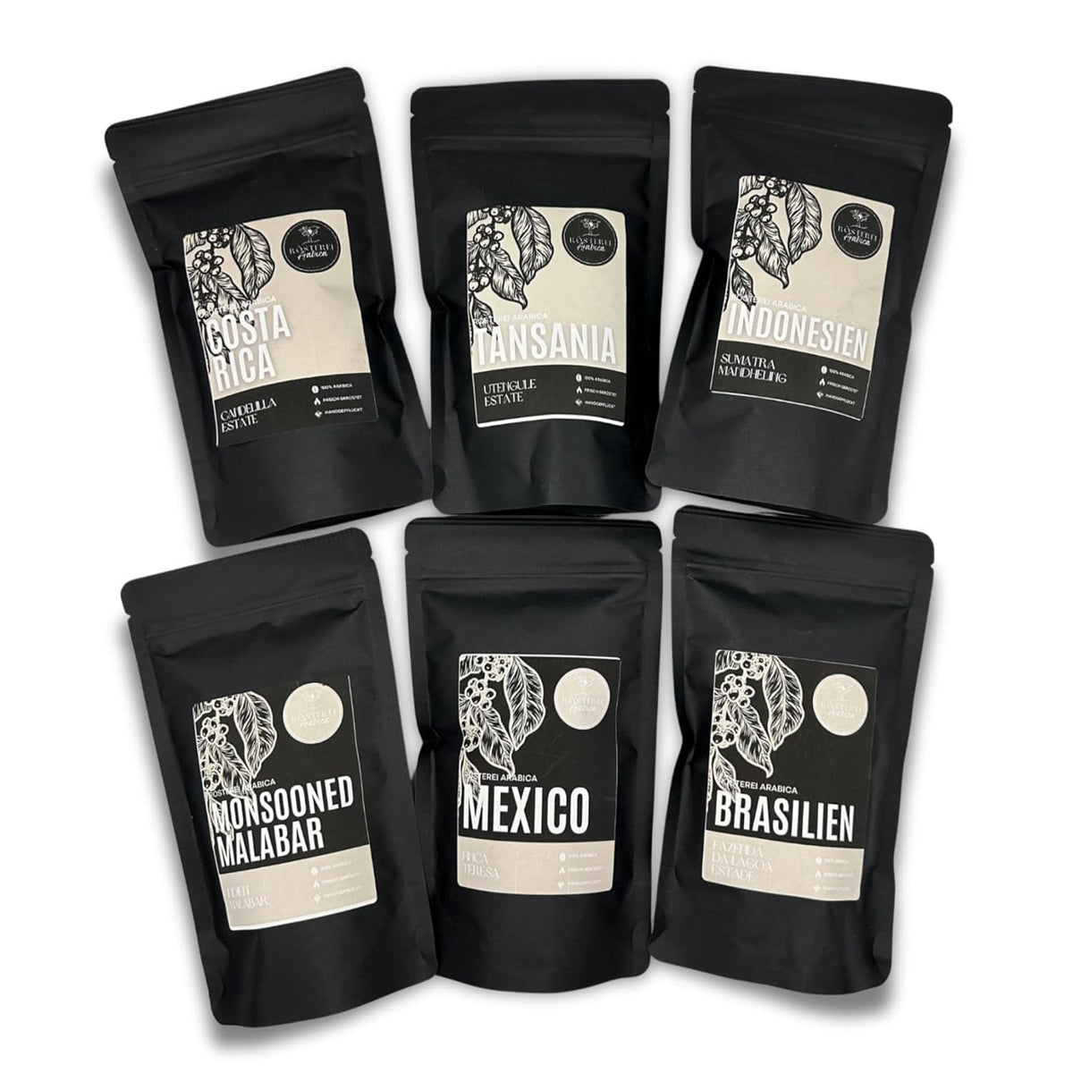 Probierset Kaffee und Espresso | Ganze Bohne oder Gemahlen – 6 Sorten Café & Espresso | Aromatisch & Vollmundig Perfekt zum Testen oder als Geschenk