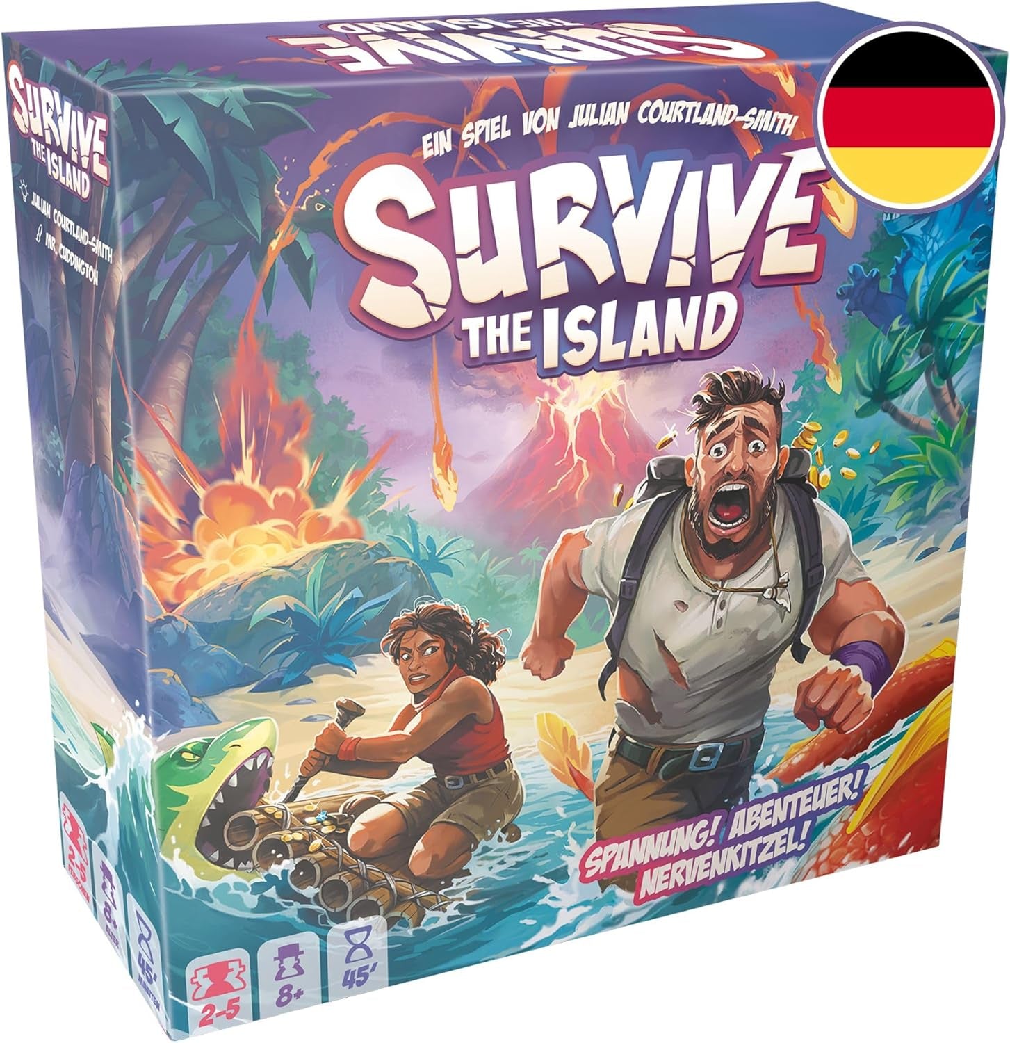 Zygomatic, Survive The Island, Familienspiel, Brettspiel, 2-5 Spieler, ab 8 Jahren, 45 Minuten, Deutsch