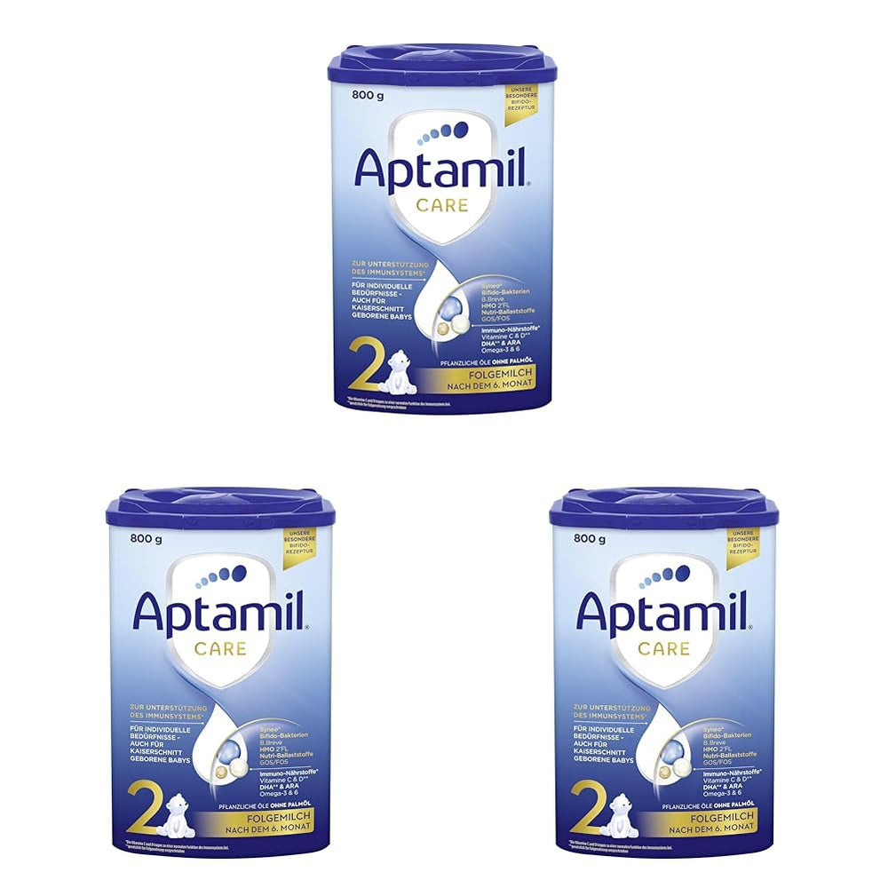 Aptamil Care 2 – Folgemilch nach 6 Monaten, mit Omega 3 und 6, DHA und ARA, palmölfrei, Babynahrung, Milchpulver, 1 x 800 g (3er Pack)