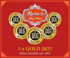 Reber Mozartkugeln mit Zartbitterschokolade, 6er Pack mit Marzipan und Nougat, vegan – 1 x 120 g