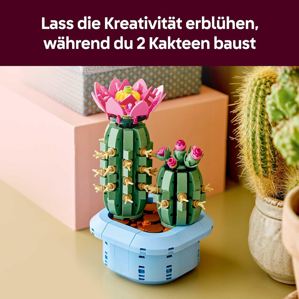LEGO Botanicals Blühender Kaktus – Set mit Kunstpflanze mit 2 Kakteen & künstlichen Blüten – DIY Deko – Giftidee zum Geburtstag für Mädchen ab 9 Jahren & Erwachsene Pflanzenliebhaber – 11509