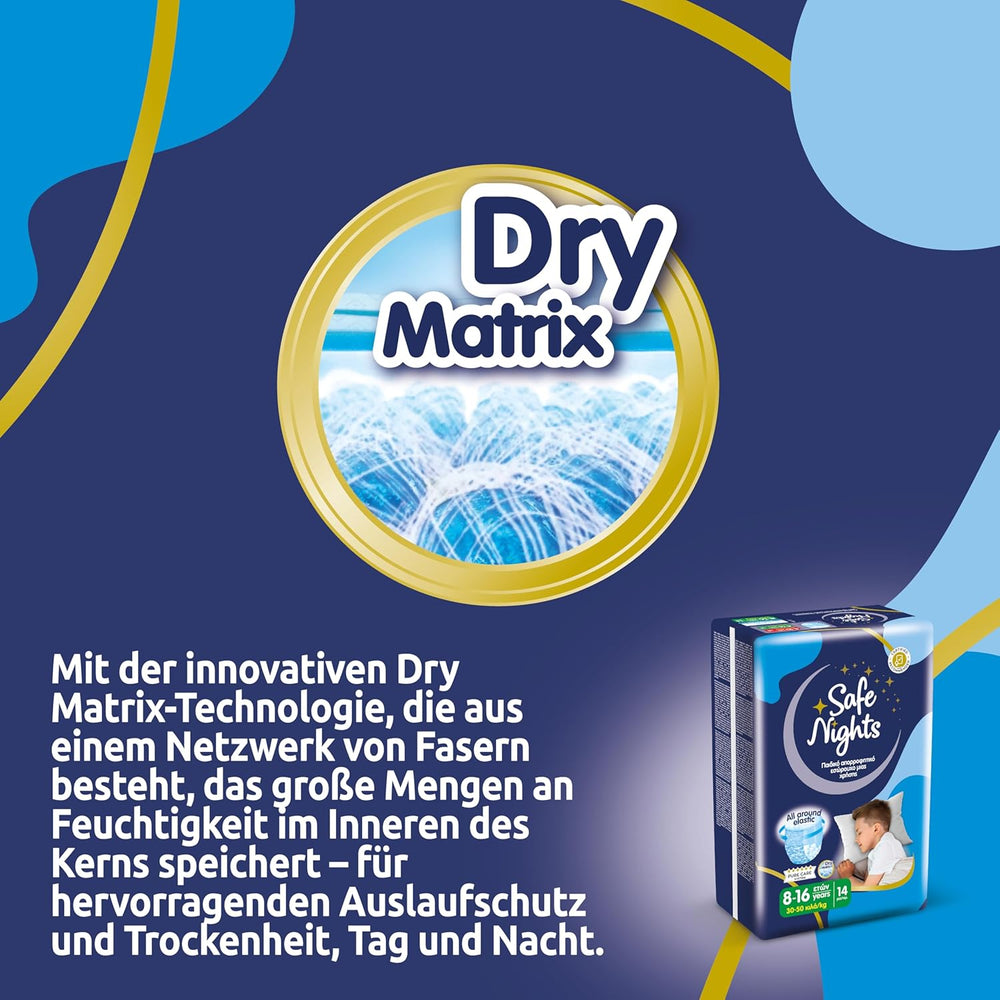 Safe Nights Boy, Nachthosen für 8–16 Jahre (30–50 kg), 84 Stück