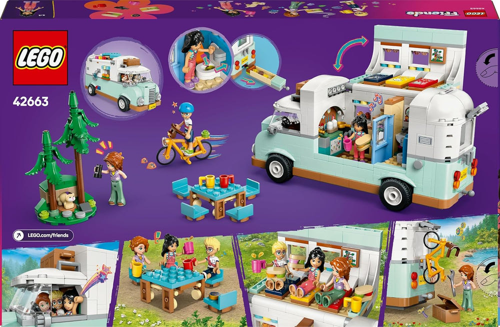 LEGO Friends Wohnmobil, Bauset für Rollenspiele mit einem Spielzeug Wohnwagen, Geschenk für Mädchen ab 7 Jahren, kreatives Spielset mit 3 Minifiguren und Ferretchen Tierfigur 42663