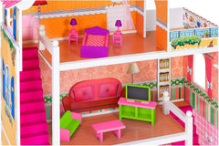 37916 – Puppenhaus – Holz – 3 Regale, – 17 Zubehör Puppenhäuser Naty Shop