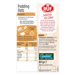 Karamell-Hafer-Pudding, eine harmonische Mischung aus Karamell-Pudding und Vollkornhafer, zuckerfrei, gesüßt mit Agavendicksaft, 1 Beutel x 64 g (4er-Pack)