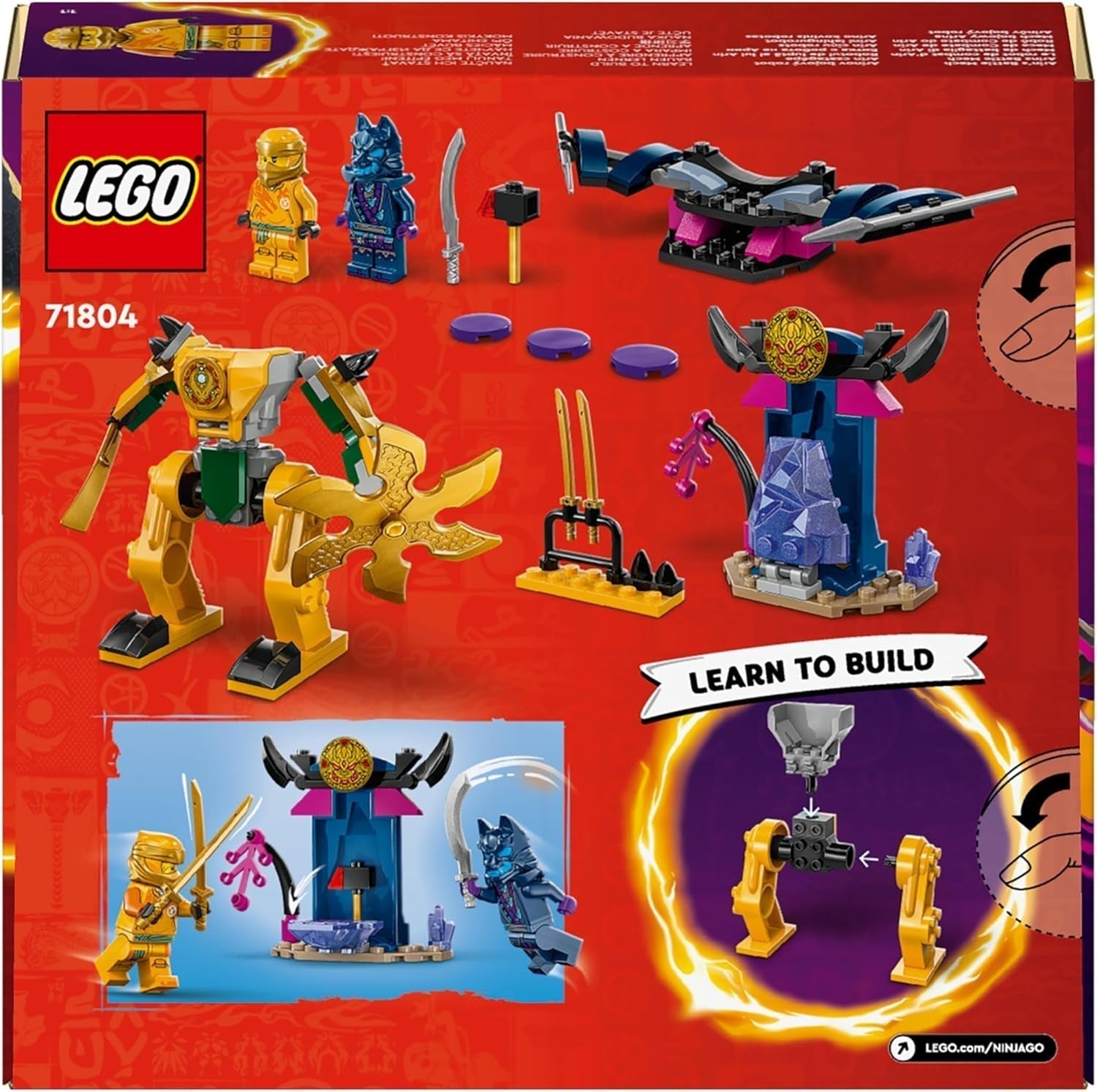 LEGO NINJAGO Arins Kampf-Mech, Ninja-Spielzeug für Kinder ab 4 Jahren. Mit Figuren. Inkl. Arin mit Mini-Katana, Actionfiguren und Mechs, kleines Geschenk für Jungen und Mädchen 71804 Bausets Besuchen Sie den LEGO-Store