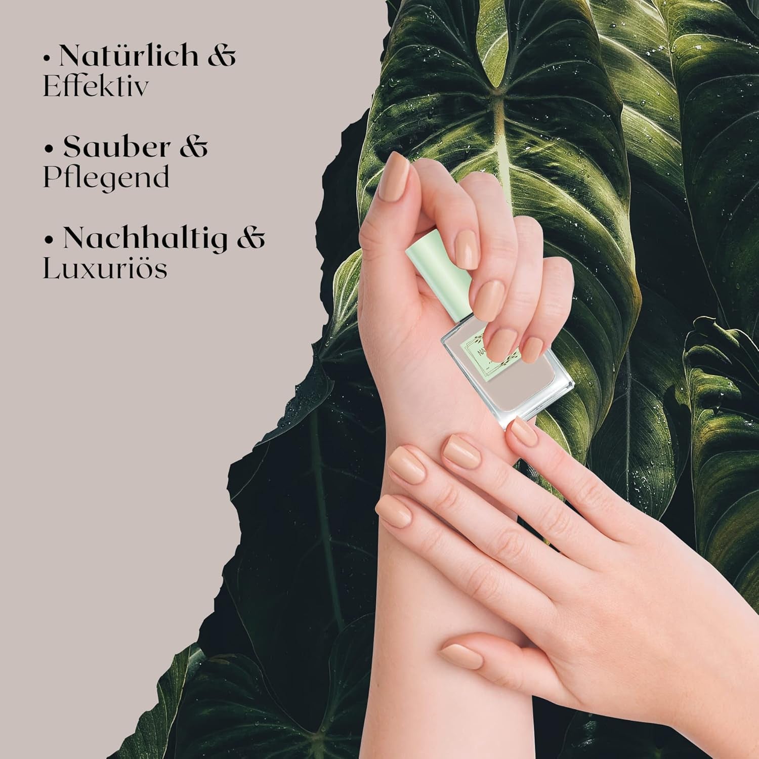 Schnell trocknender beiger Nagellack (Moon Dust) – natürlicher Nagellack mit veganer Formel – atmungsaktiv, nachhaltig und langlebig, 14 ml