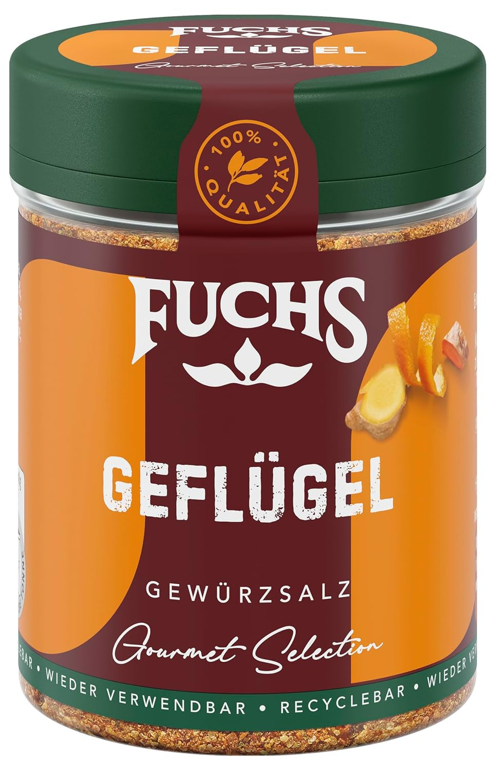 Fuchs Gourmet Selection Klassisch/Heimisch – Bratkartoffel Gewürzsalz, nachfüllbares Kartoffelgewürz, Salz zum Würzen von Brat- & Ofenkartoffeln, Pommes Frites & Co, vegan, 70 g
