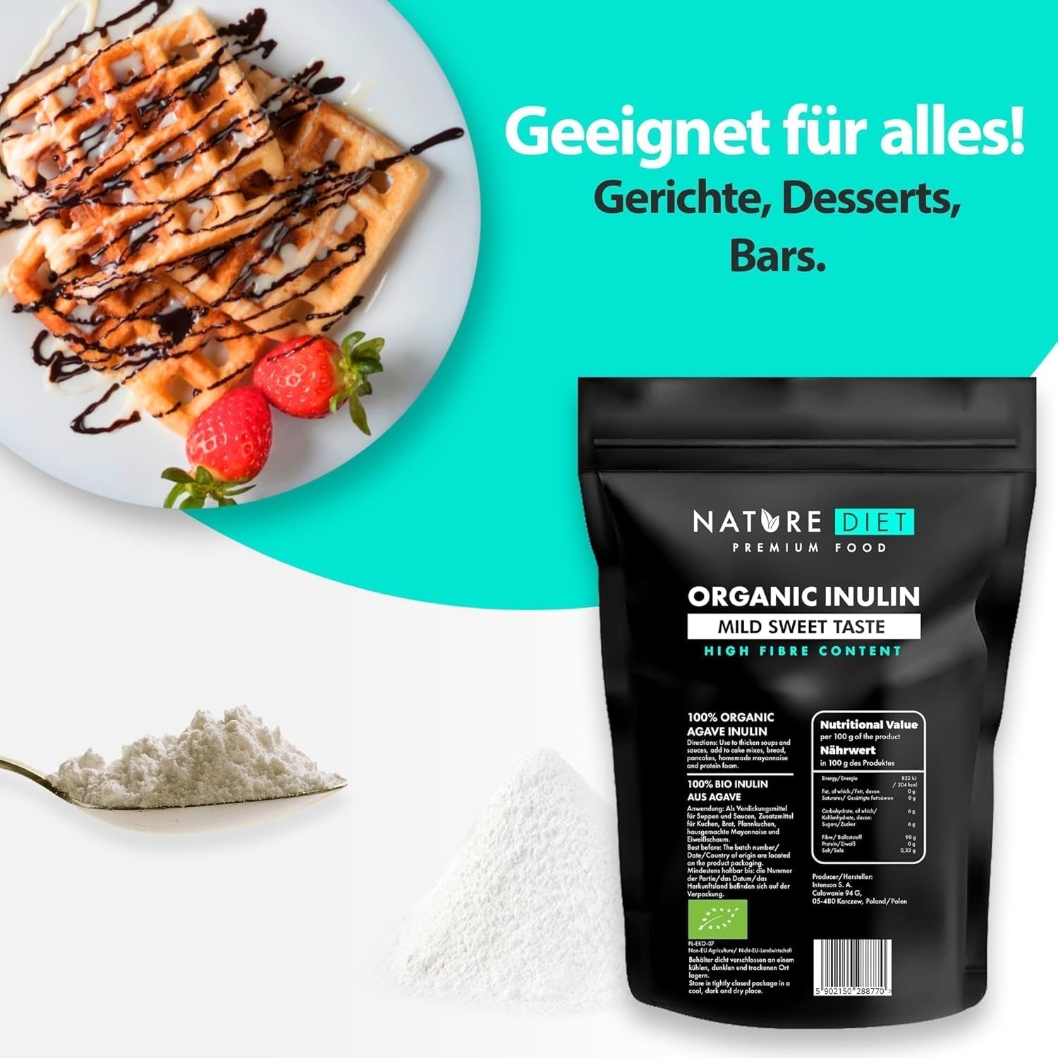 Nature Diet - Bio-Inulin 1 kg | Aus Agave | Natürliches Präbiotikum Süßstoffe Naty Shop