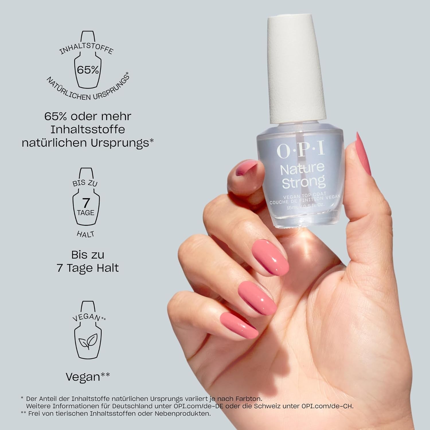OPI Nature Strong White, Grey und Black Shades – langanhaltender Nagellack mit einer innovativen veganen Formel mit natürlichen Inhaltsstoffen – für glänzende Nägel