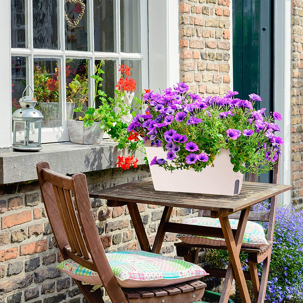 Selbstbewässernde Blumentöpfe, 3er-Set, 27 cm, rechteckige Blumentöpfe, Kräutertöpfe, Fensterbankkästen mit Wassertank, moderne Blumentöpfe aus Kunststoff für den Innen- und Außenbereich, Garten, Büro