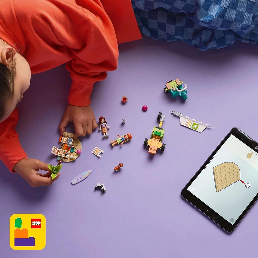 LEGO Friends Beach Adventure cu câini, jucărie de construcție pentru fete de la 6 ani, set de joacă pentru animale cu 2 minifigurine și 2 figuri Corgi, cadou pentru copii creativi, set de construcție de aventură cu placă de surf 42641 Seturi de constructie Besuche den LEGO-Store