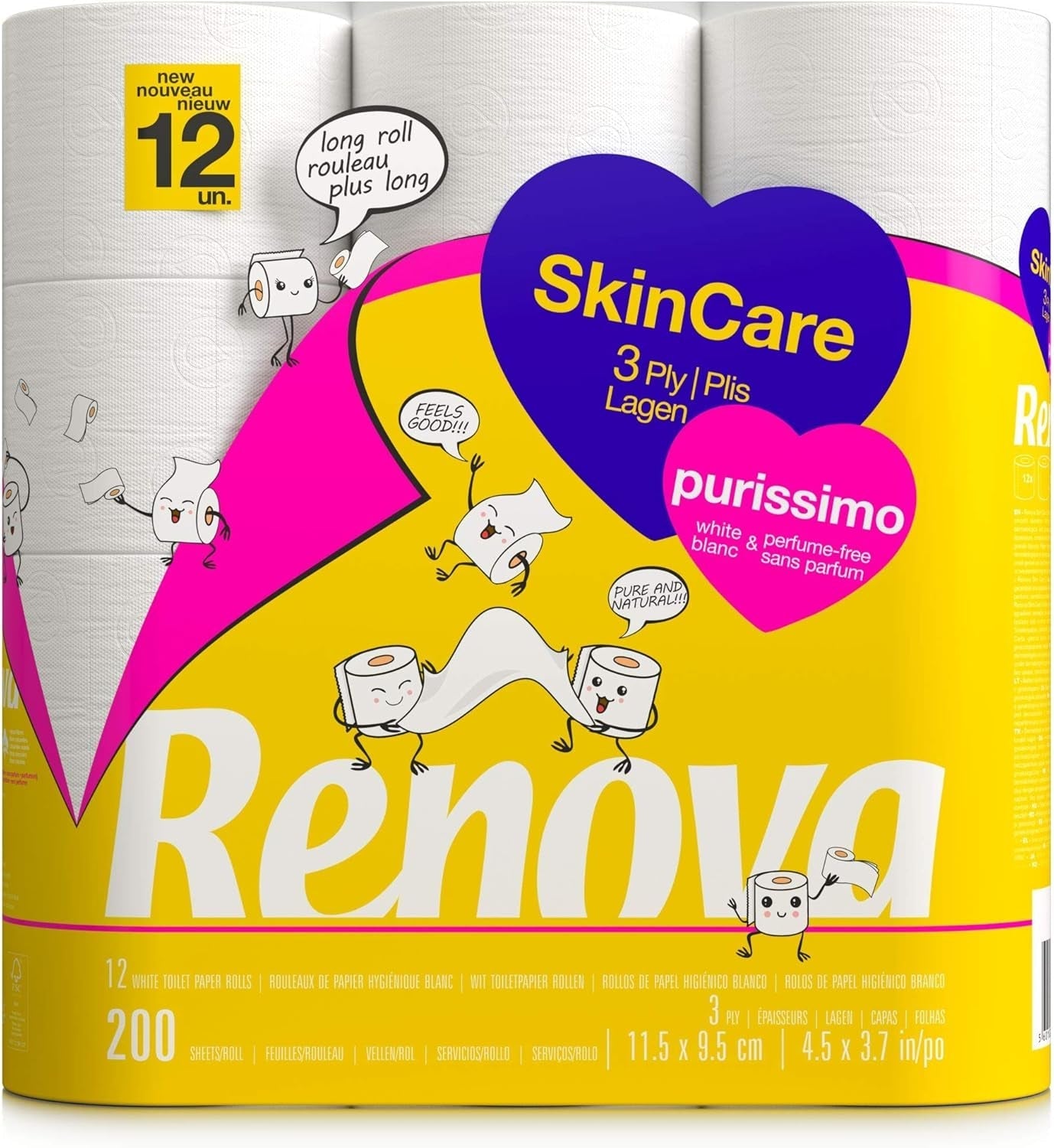 Renova Skincare Purissimo hârtie igienică, 12 role, alb