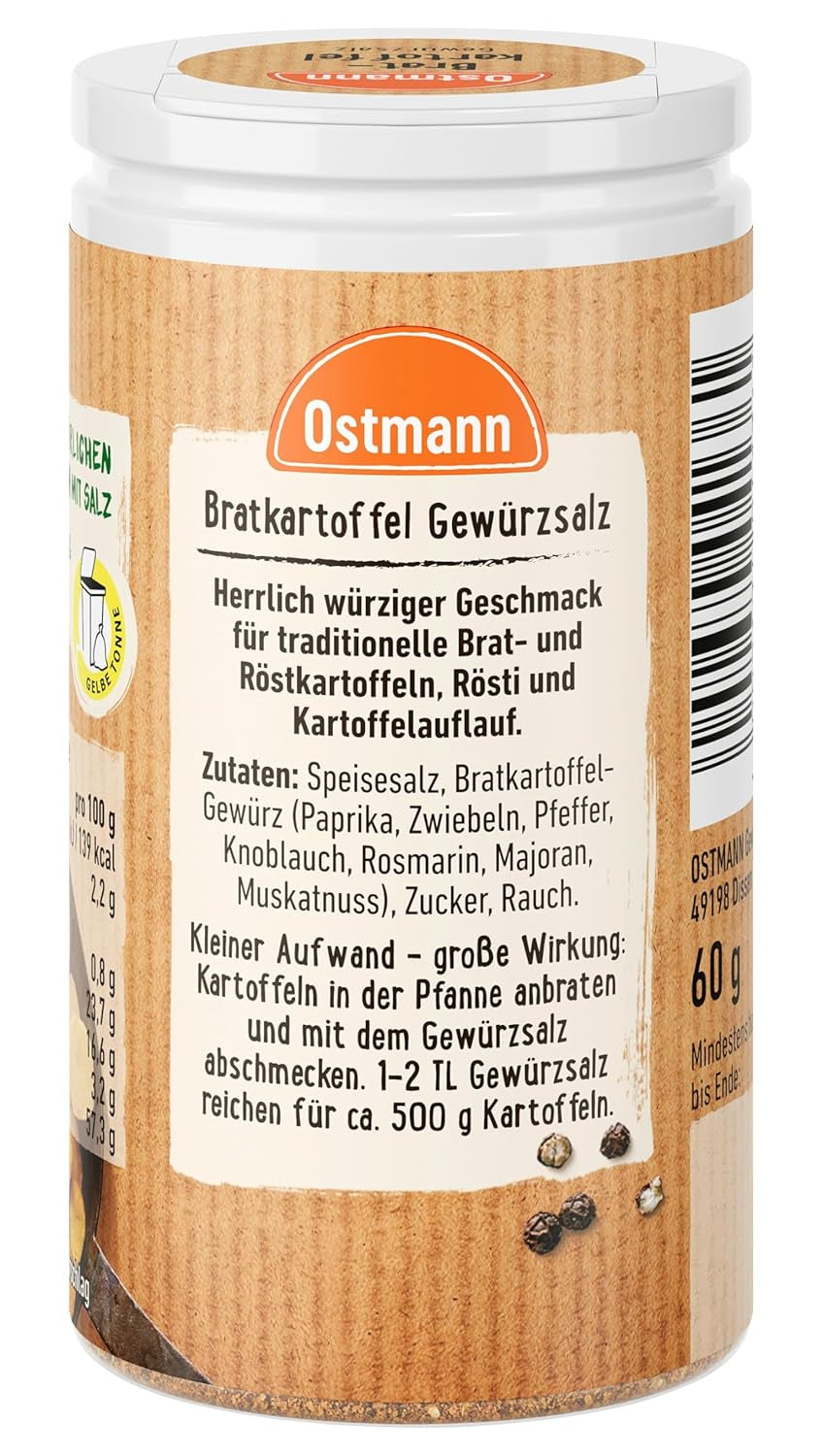 Ostmann Gewürze - Bratkartoffel Gewürzsalz | Pikant-salziges Gewürz für Kartoffelgerichte | 60 g in der Streudose
