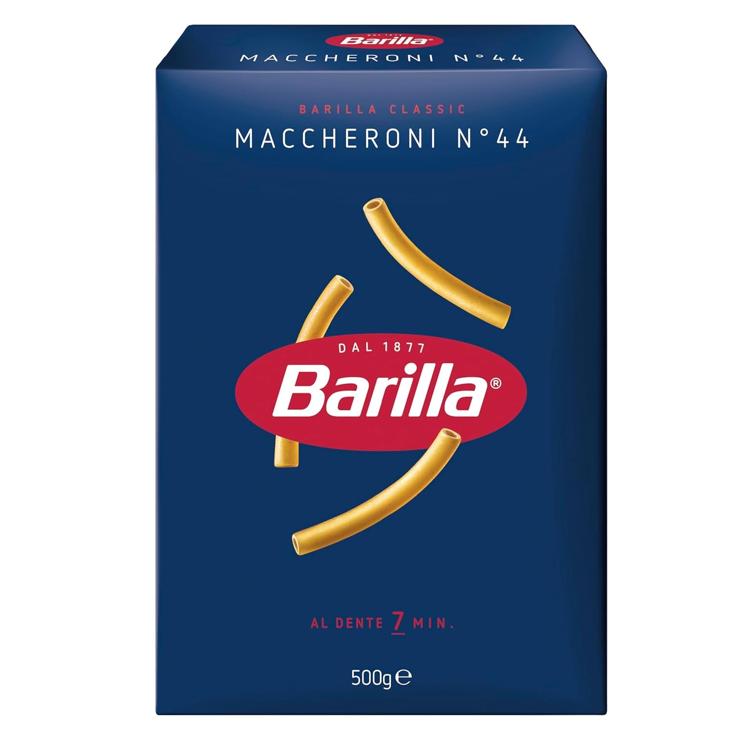 Pasta Barilla Classic Maccheroni Nr. 44 aus hochwertigem Hartweizen, immer al dente, 500g
