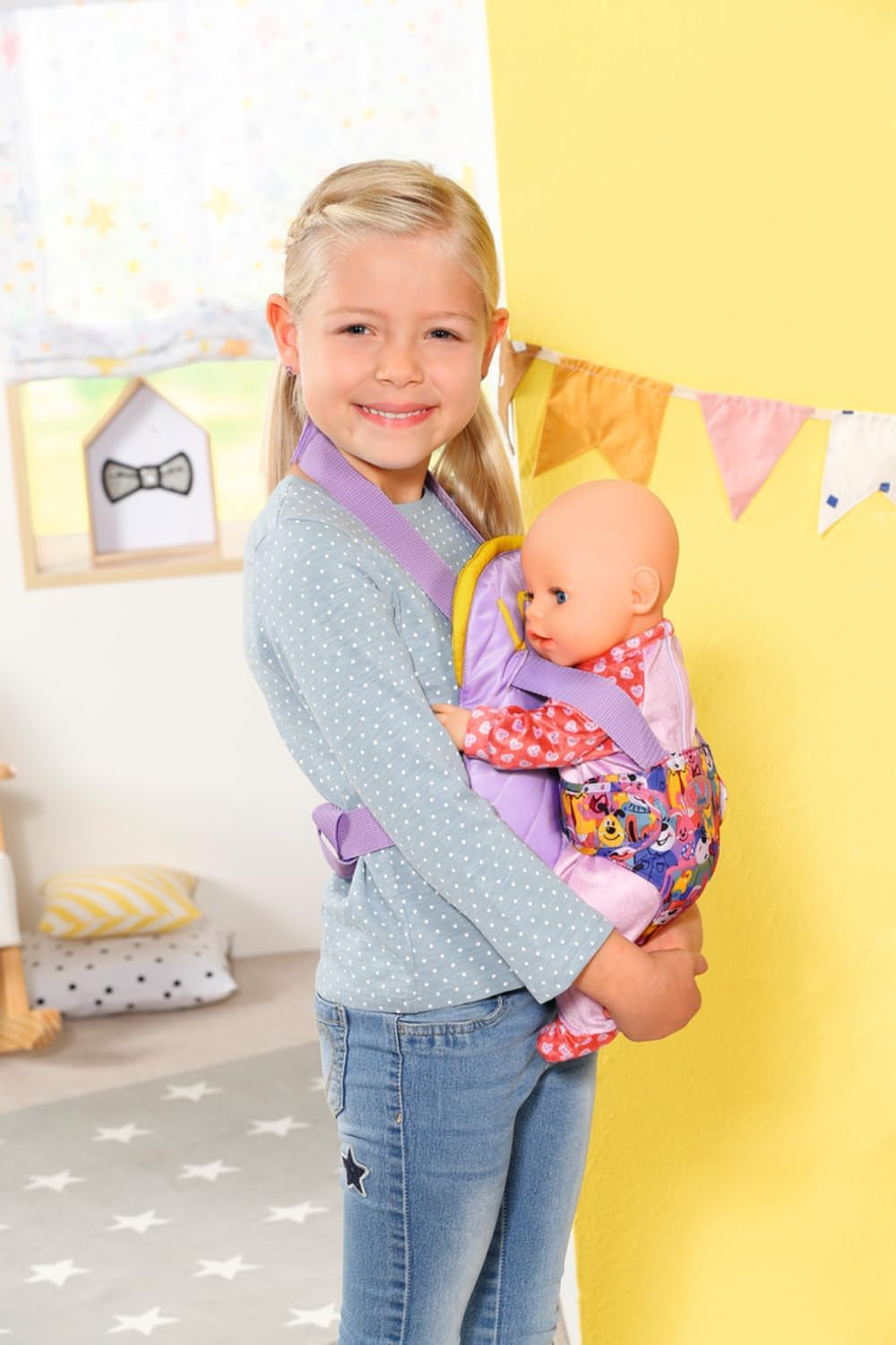 BABY born Puppentrage für Kinder mit verstellbarem Gurt für 36 cm und 43 cm Puppen, 828038 Zapf Creation