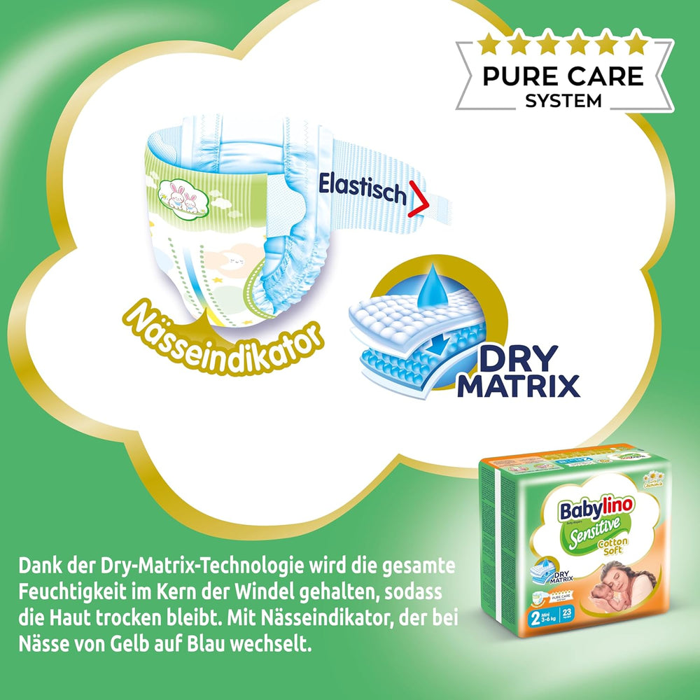 Windeln für empfindliche Babys, Größe 2, Mini (3-6 kg), 192 Windeln