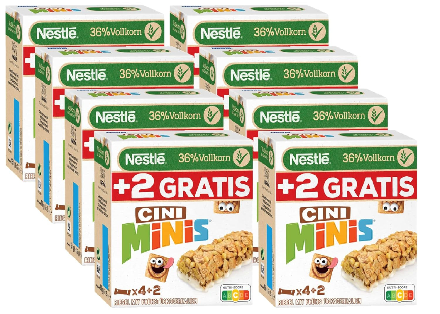 NESTLÉ CINI MINIS Zimtriegel, knuspriger Vollkorn-Kalzium-Snack, 8er-Pack (je 4 x 25 g)
