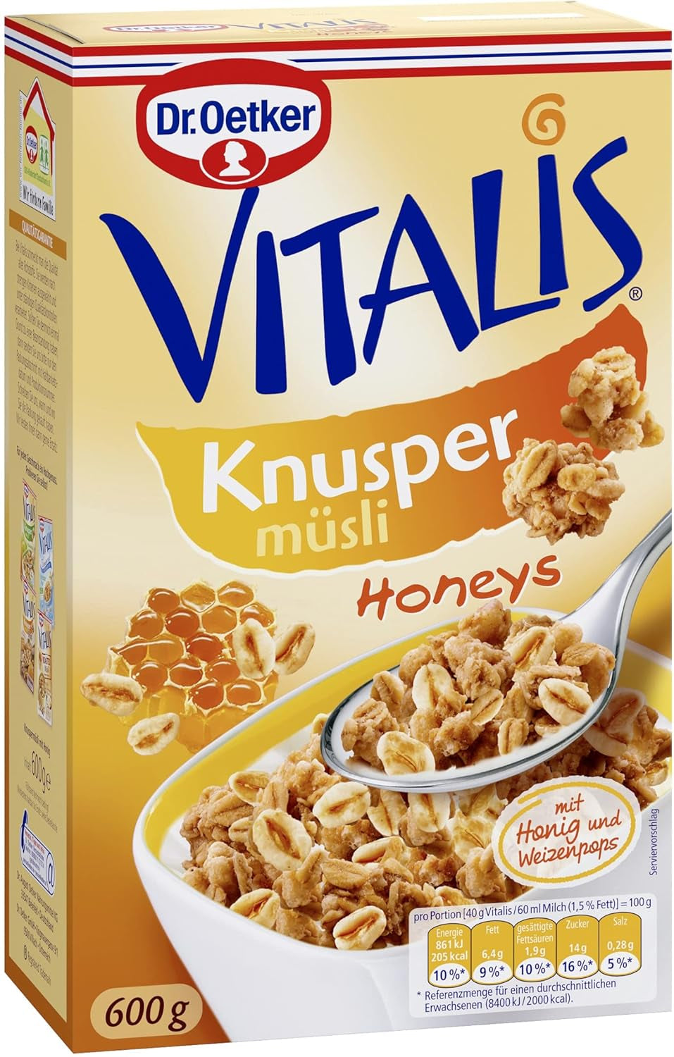 Dr. Oetker Vitalis Crunchy Flakes: Knuspermüsli mit Cornflakes und Mandelstückchen, 5er Pack (5 x 600g)