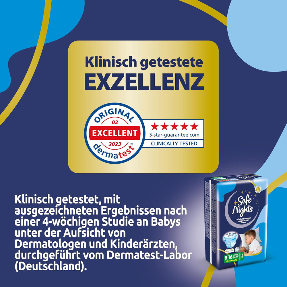 Safe Nights Boy, Nachthosen für 8–16 Jahre (30–50 kg), 84 Stück