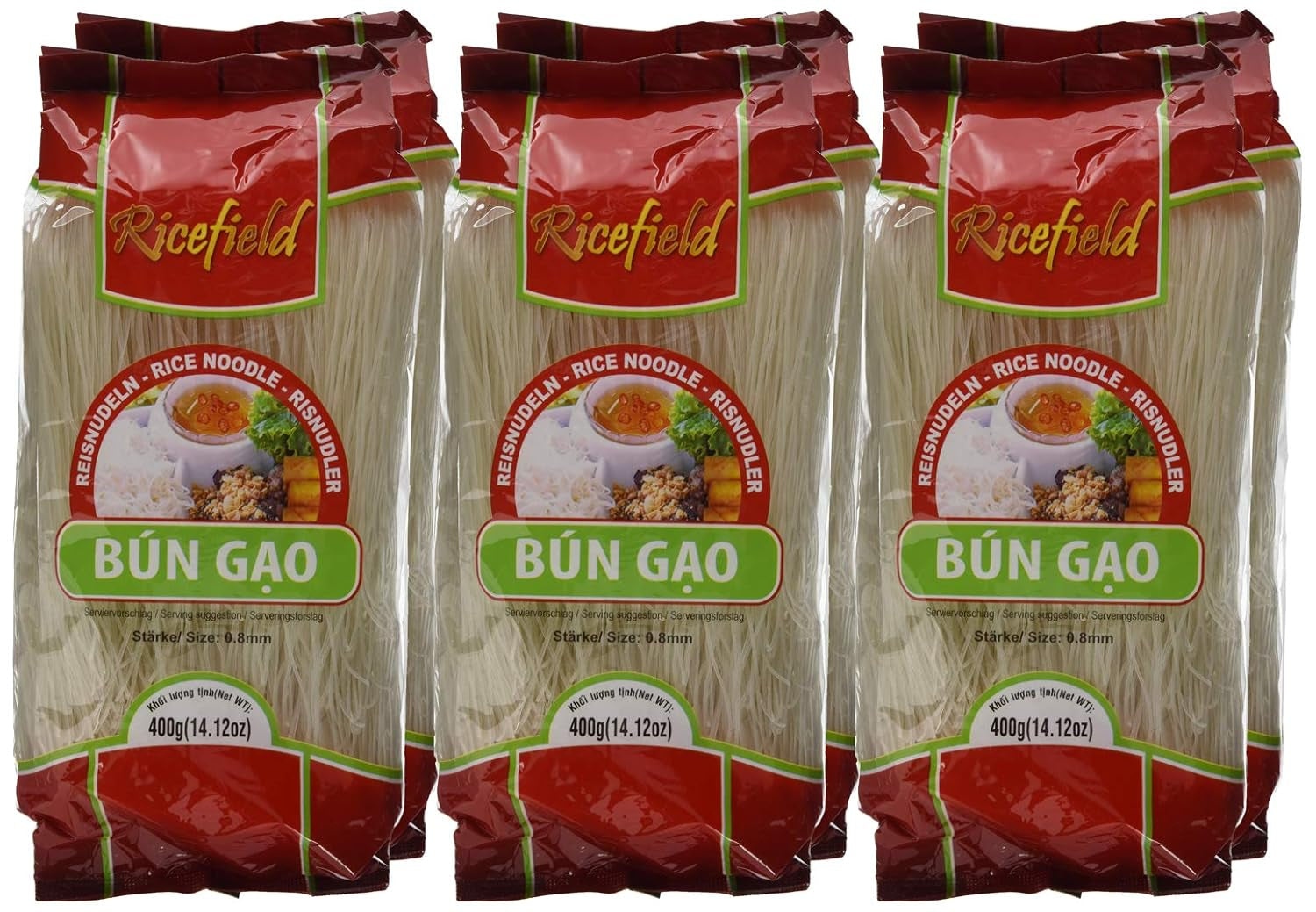 Ricefield Vermicelli 0,8 mm Bun Gao 6er-Pack (6 x 400 g)