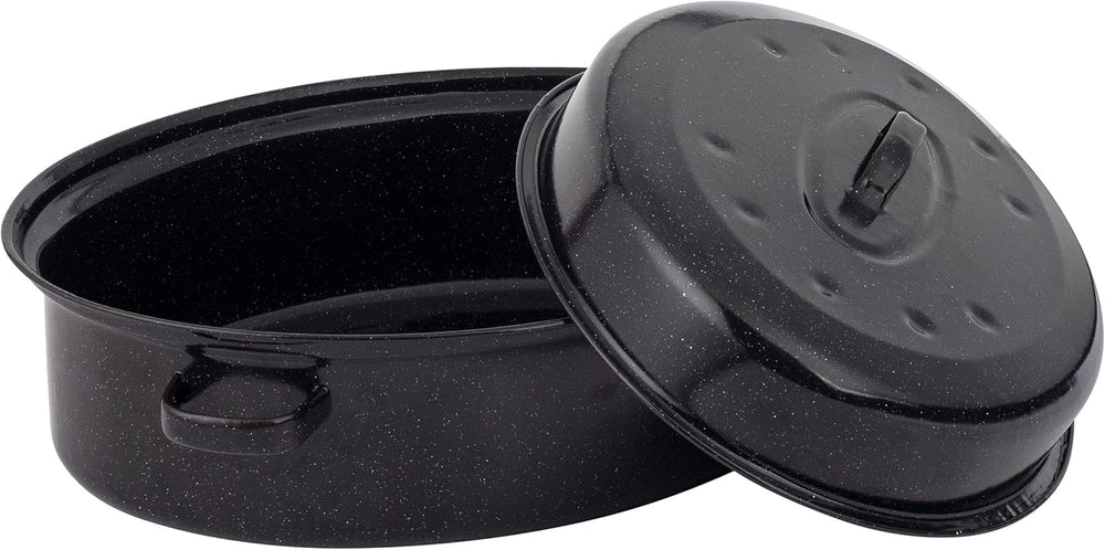 Russell Hobbs CW9161 Romano 34Cm Emaille Bräter - Mit Gitter, Rechteckige Auflaufform Mit Rost, Spülmaschinenfest Ofenform, Grill Auflaufform, Bratform Für Backofen Ofenbeständig Bis 230 Grad Formen und Tabletts zum Backen Naty Shop 38Cm Bräter Mit Deckel