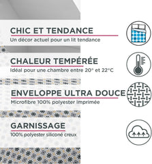 Blanrève Bettbezug, bedruckt oder einfarbig, gemäßigt, für Einzelbetten, umweltfreundlich, pflegeleicht, 140 x 200 cm, weiß, grau. Steppdecken und Steppdecken von Naty Shop