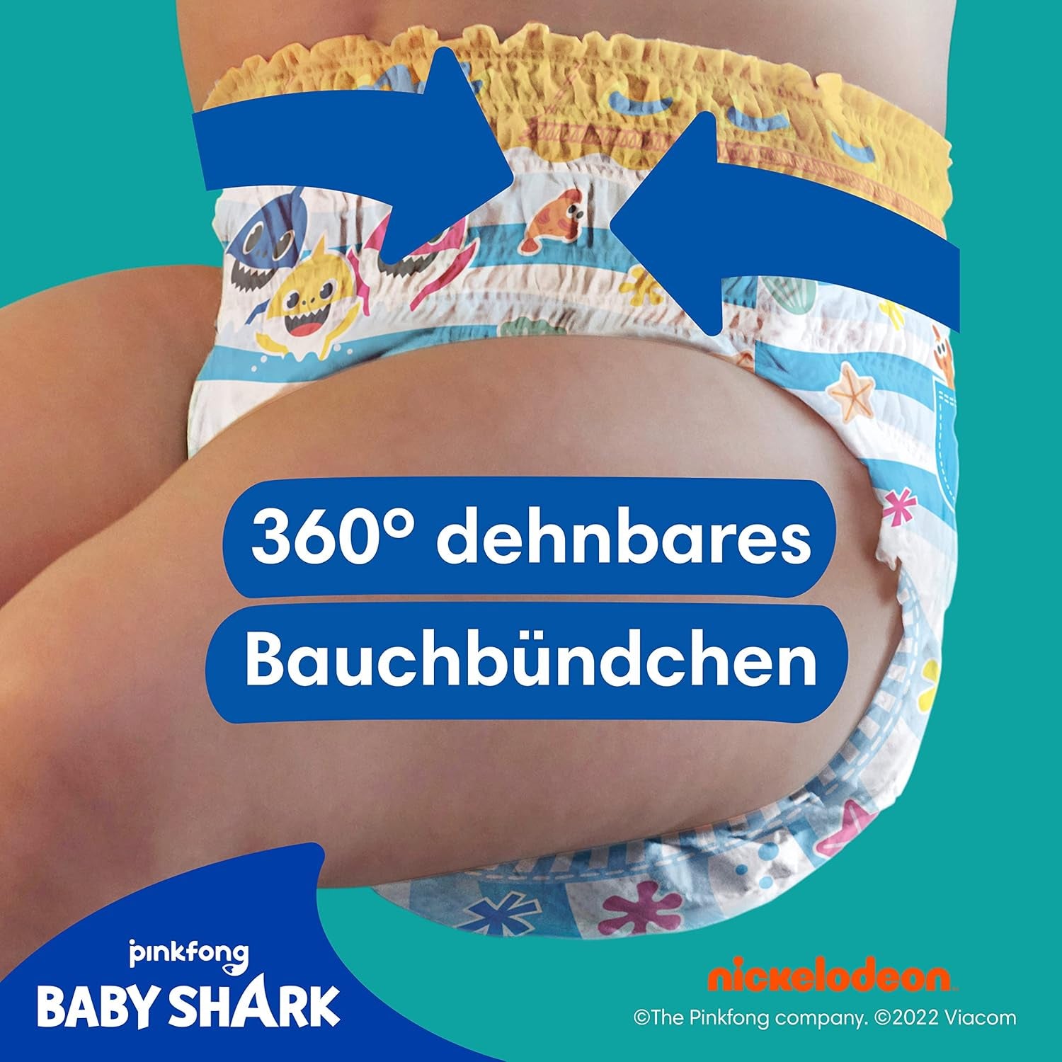 Pampers Splashers Baby Shark Limited Edition Einweg-Schwimmwindeln 4–5, 11, 9 kg–15 kg, für sicheren Schutz im Wasser