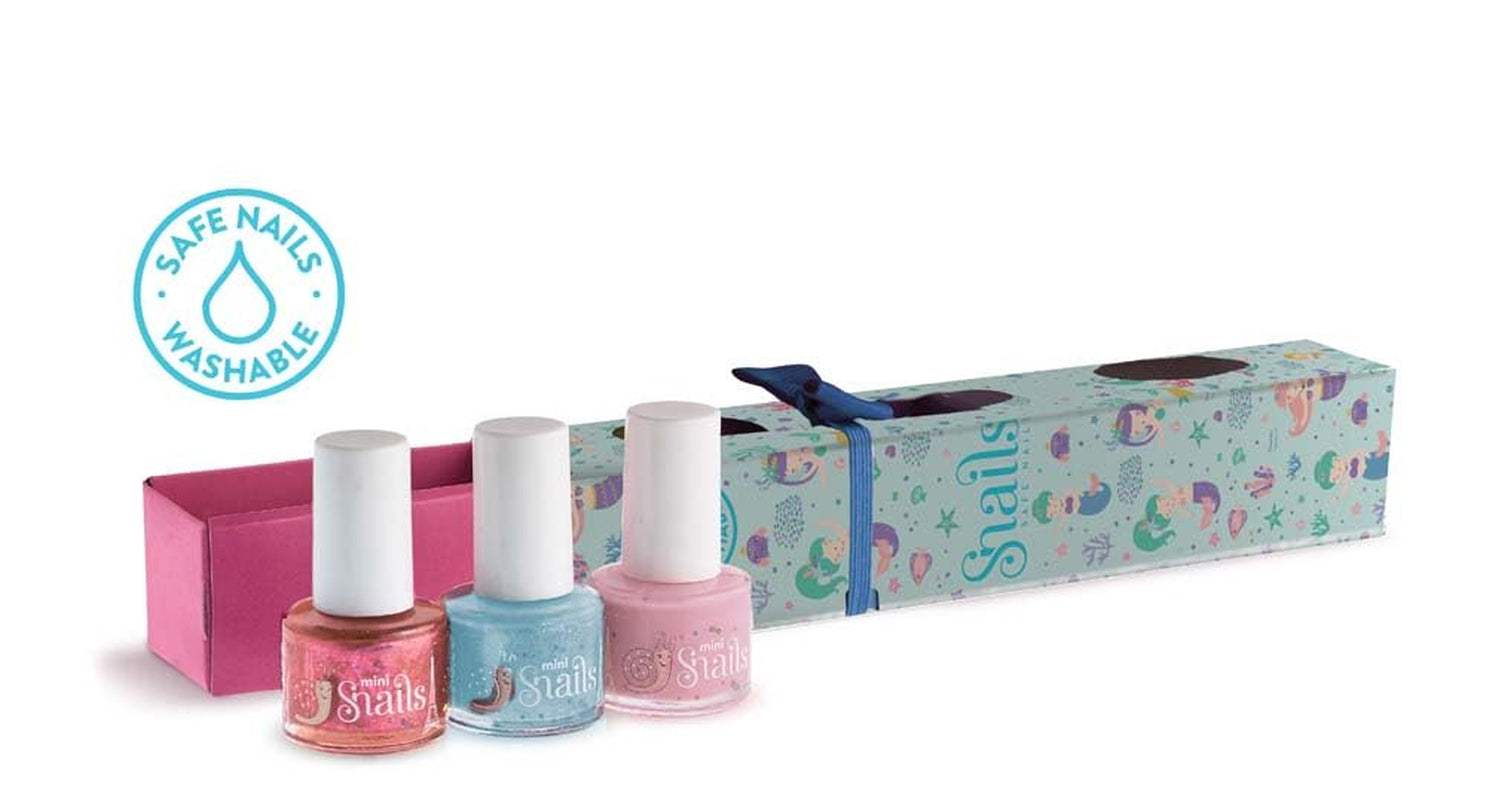 Snails Kids Nagellack-Geschenkset 510407, Mini-Meerjungfrau 3x5ml, auf Wasserbasis, waschbar, sicher, vegan
