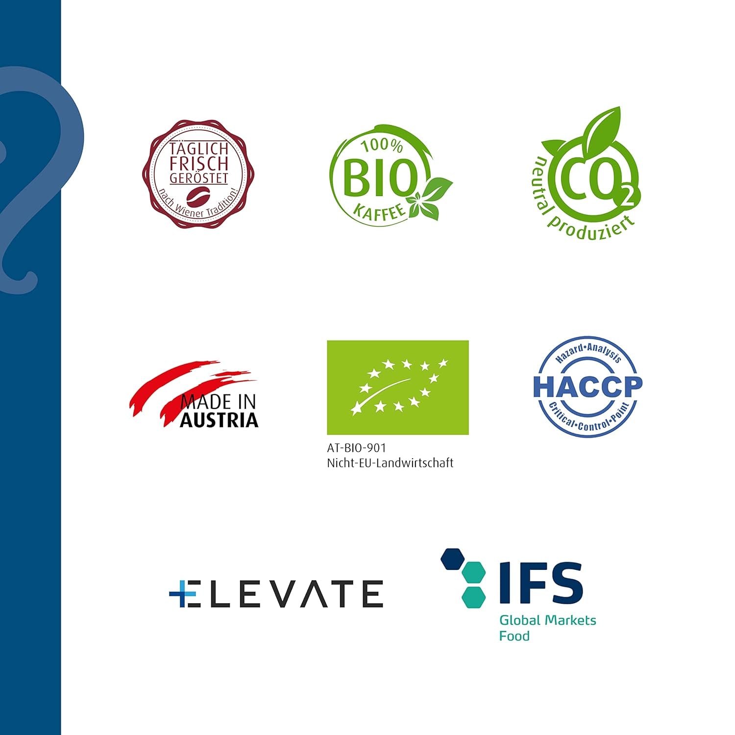 Helmut Sachers Kaffee – Wiener Mischung, Stärke 3/5, 100 % Arabica, ganze Kaffeebohnen, 6 x 500 g Naty Shop