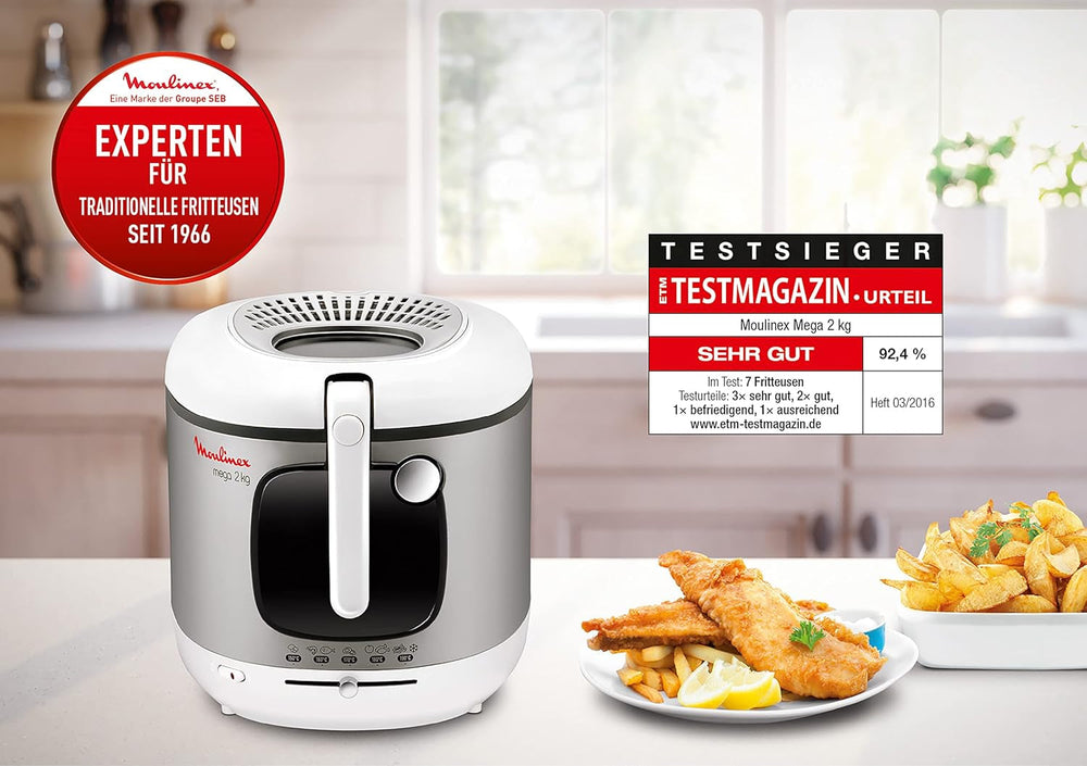 Fritteuse AM4800 Mega 2Kg, Ölfritteuse, Geruchsfilter, 1800 W Haushaltsgeräte Naty Shop