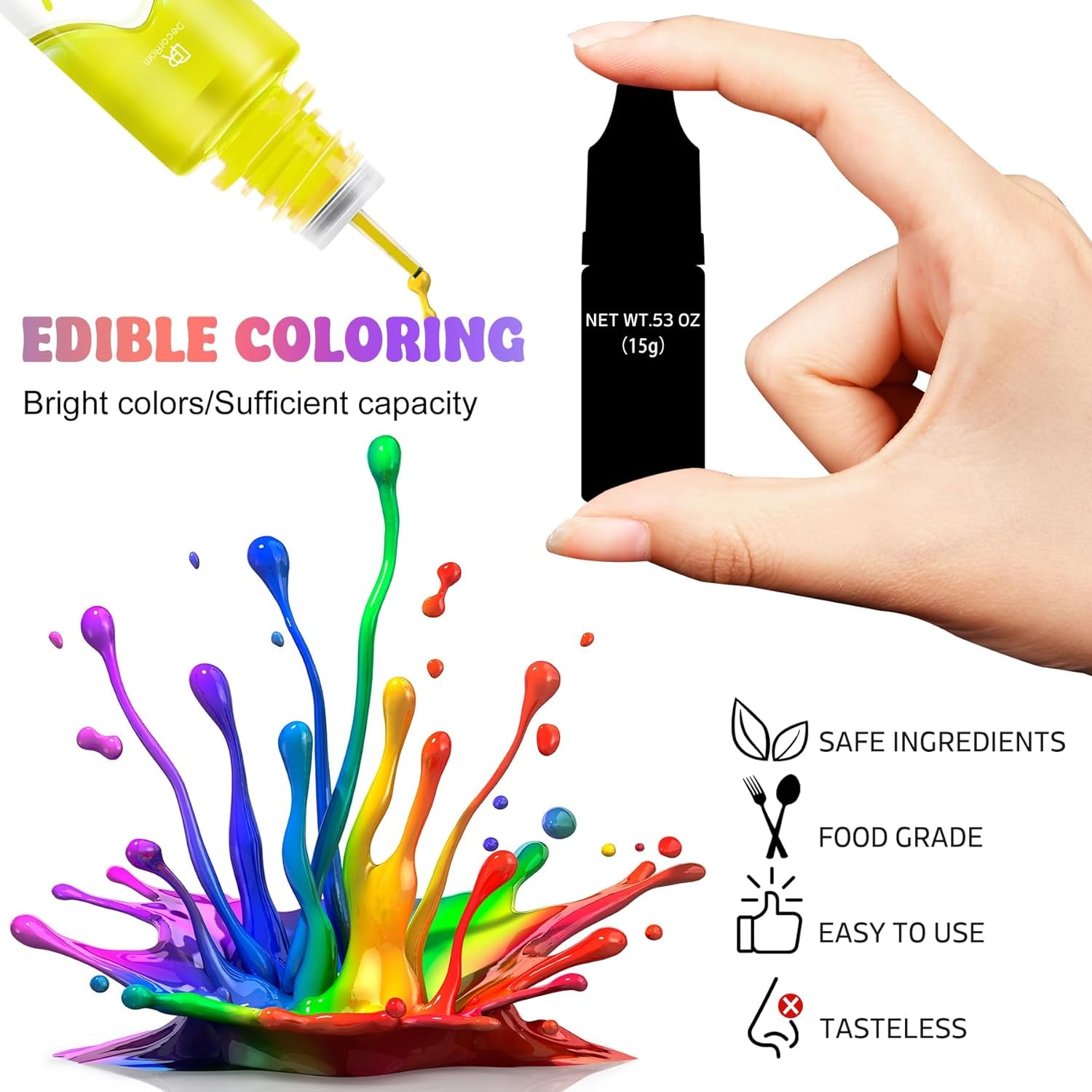 Colorant alimentar gel - 7 x 15 ml Coloranți alimentari concentrați în culorile curcubeului pentru decorarea torturilor, copt, fursecuri, macaroane - Colorant alimentar fără zahăr pentru băuturi, decorarea torturilor, slime DIY