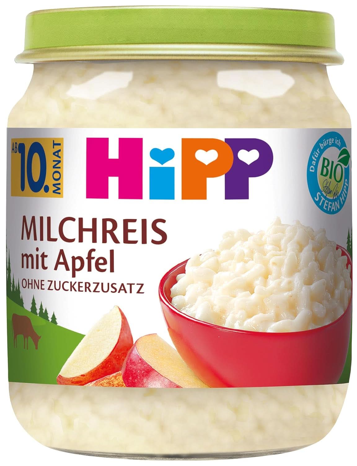 Hipp Bio Apfel-Erdbeer-Johannisbeer-Dessert auf Grieß, 6 x 200 Gramm Mutter und Kind Naty Shop 200 Gramm Apfel-Milchreis-Pudding