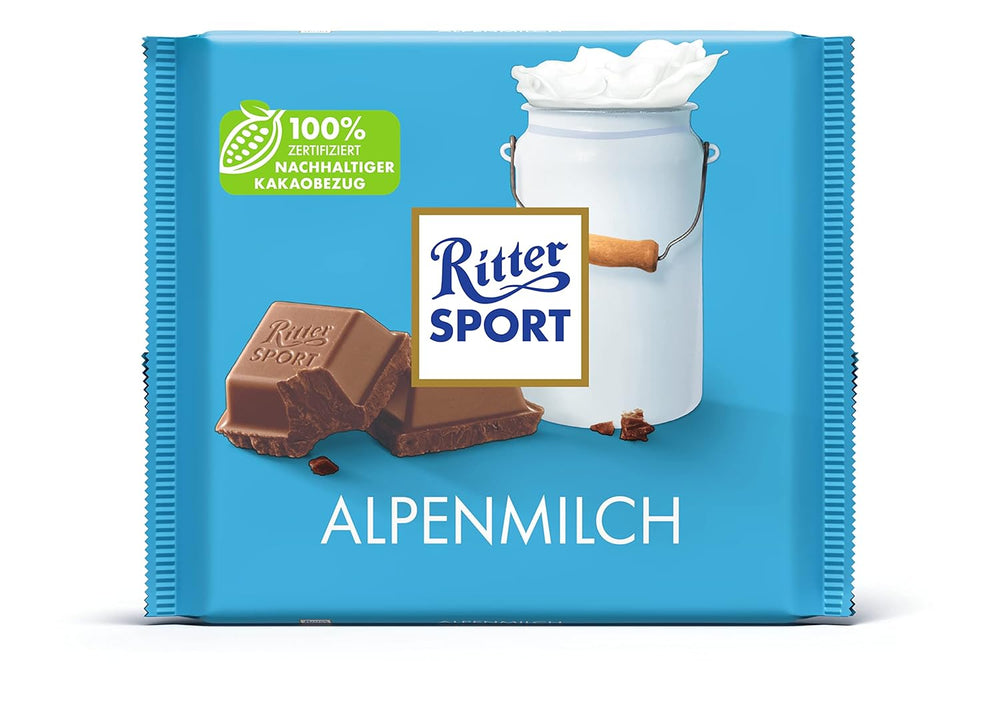 Ritter Sport 250g Alpenmilchschokolade, feinste Vollmilchschokolade mit cremigem Geschmack, klassische Schokolade zum Teilen mit Freunden, 11 Tafeln x 250g