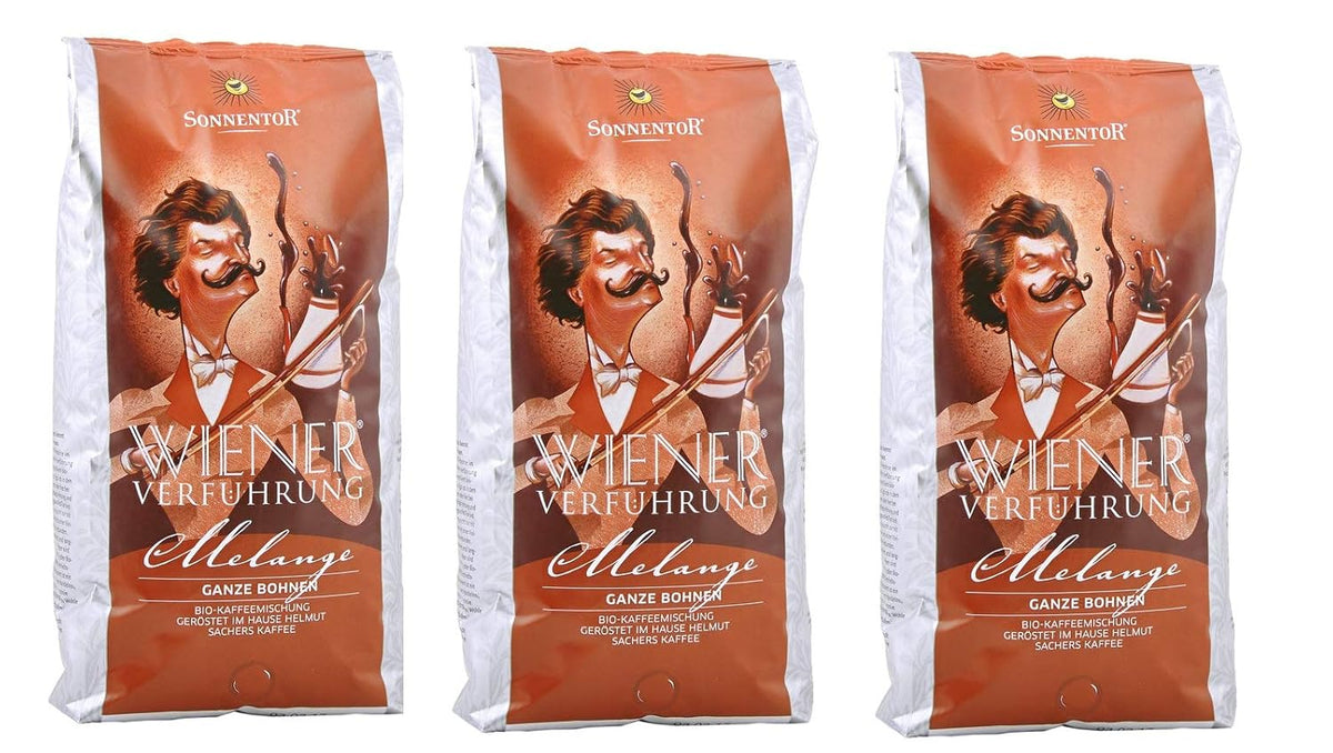 Cafea melanj, boabe întregi, Viennese Seduction, organică, 3 x 1000g