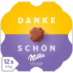 Praline Milka Kleines Dankeschön – Alpenmilchschokolade mit feiner Milchcremefüllung – 12 x 44g