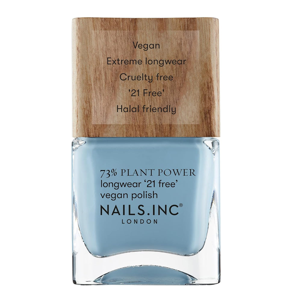 Nails Inc – GLOWING SOMMEWHERE Plant Power Veganer Nagellack – 73 % pflanzlich, 100 % vegan und frei von Tierversuchen – perfekte Maniküre, funkelnde Perle – für umweltfreundliche Nagelkunst
