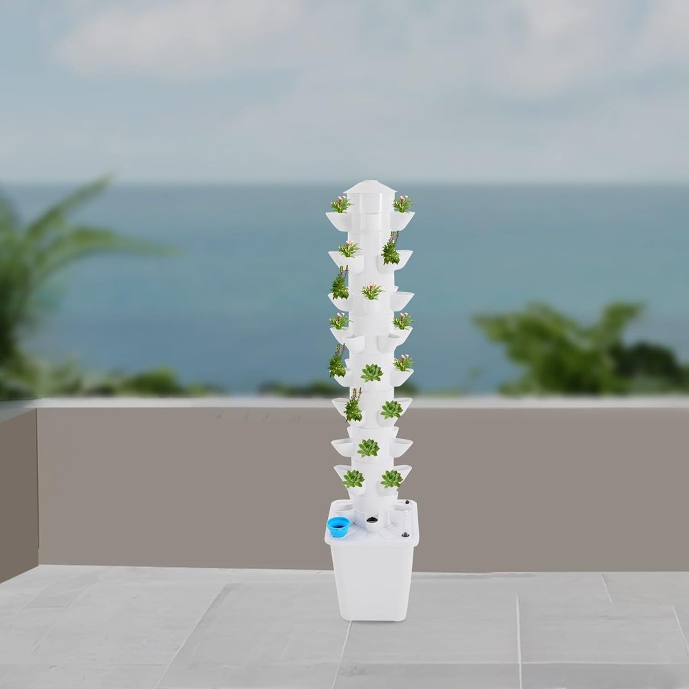 Hydrokultursystem, Hydrokulturturm, Indoor-Kräutergarten, Hydrokultur-Anbausystem mit 45 Pflanzplätzen, Wasserpumpe, Wassertank 20 l, vertikal, für Blumen und Gemüse
