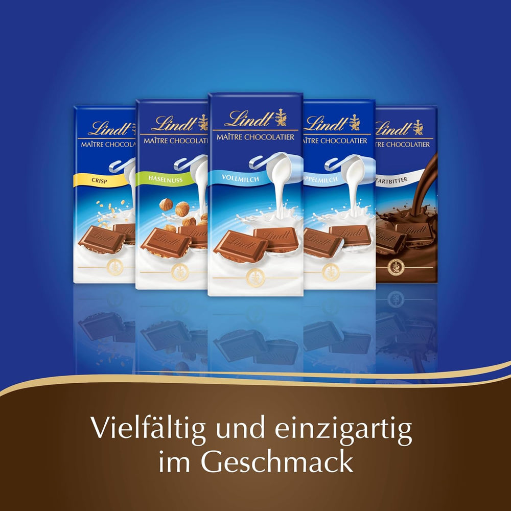 Lindt-Schokolade | Milchschokolade-Haselnuss-Riegel | 100g | Zarte, geschmolzene Milchschokolade mit knusprigen Haselnussstückchen | Schokoladenriegel