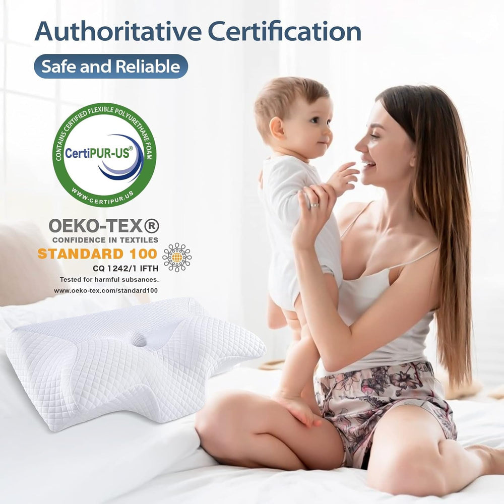 Pernă ortopedică din spumă de memorie pentru susținerea gâtului pernă pentru coloana cervicală Pernă ergonomică pentru dureri de spate, laterale și abdominale, 70X40X8.5/14Cm Perne ortopedice cervicale Naty Shop